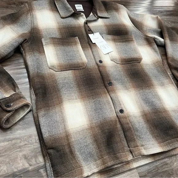 ZARA Man Brown And White Flannel - Picture 3 of 5